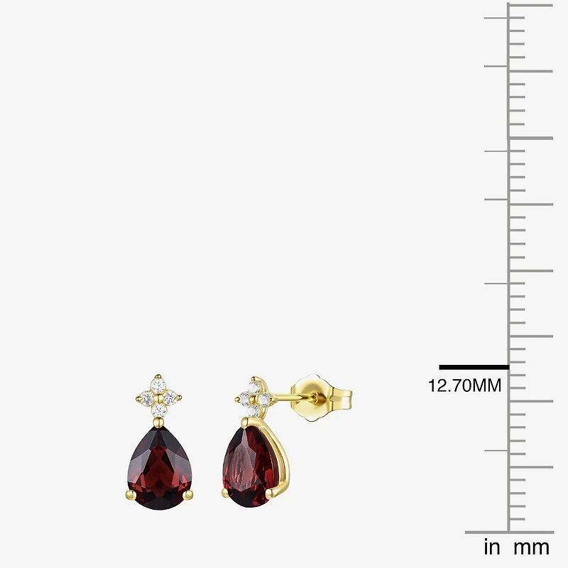(I-J/I2-I3) Womens 1/10 CT. T.W. Genuine Red Garnet 10K Gold Pear Drop Earrings