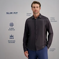 Haggar Performance Mens Long Sleeve Regular Fit Button-Down Shirt