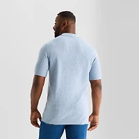 mutual weave Interwoven Big and Tall Mens Short Sleeve Button Polo Sweater