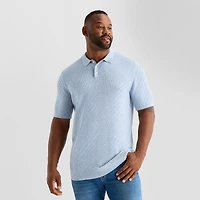 mutual weave Interwoven Big and Tall Mens Short Sleeve Button Polo Sweater