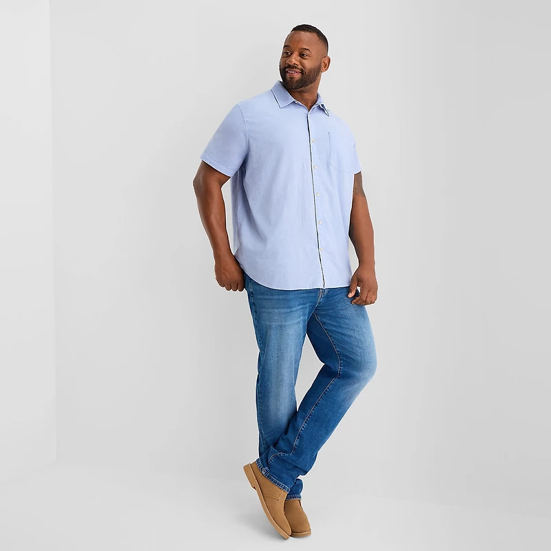mutual weave Mens Short Sleeve Regular Fit Big and Tall Button-Down Shirt