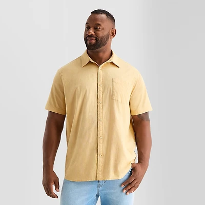 mutual weave Mens Short Sleeve Regular Fit Big and Tall Button-Down Shirt