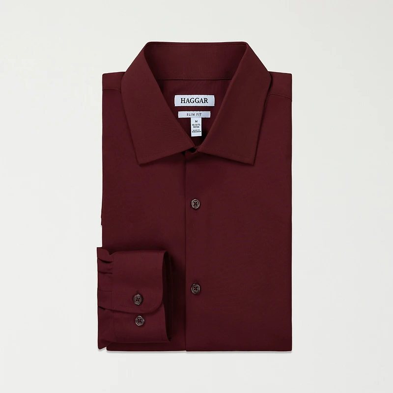 Haggar Smart Wash Mens Slim Fit Easy Care Long Sleeve Dress Shirt