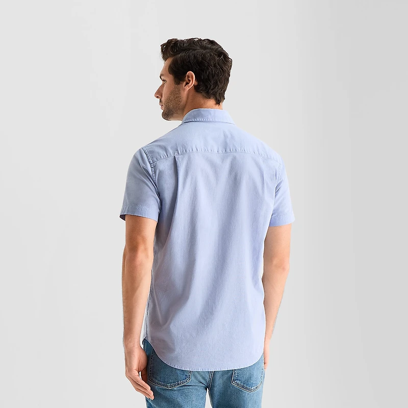 mutual weave Mens Short Sleeve Regular Fit Button-Down Shirt