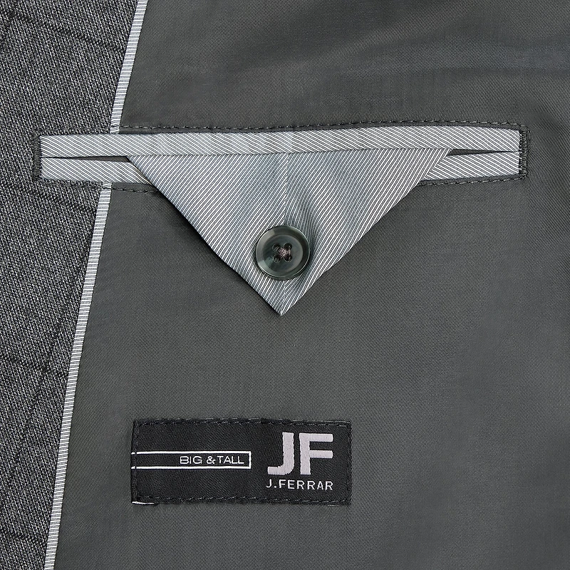 J. Ferrar Ultra Comfort Mens Stretch Fabric Slim Fit Plaid Big and Tall Suit Jacket