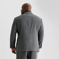 J. Ferrar Ultra Comfort Mens Stretch Fabric Slim Fit Plaid Big and Tall Suit Jacket