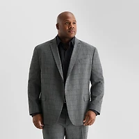 J. Ferrar Ultra Comfort Mens Stretch Fabric Slim Fit Plaid Big and Tall Suit Jacket