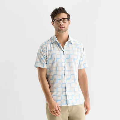 Stylus Mens Short Sleeve Regular Fit Button-Down Shirt