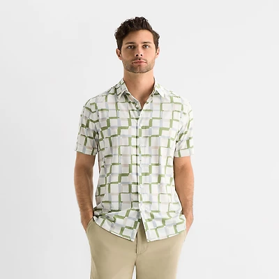Stylus Mens Short Sleeve Regular Fit Button-Down Shirt
