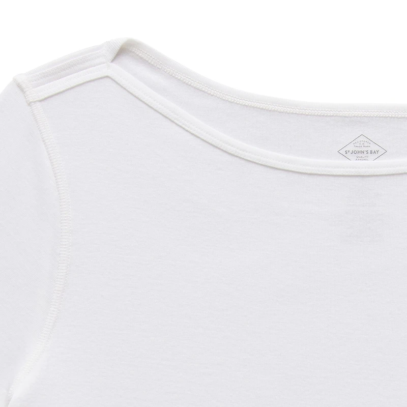 St. John's Bay Womens Plus Easy-on + Easy-off Boat Neck Short Sleeve Adaptive T-Shirt