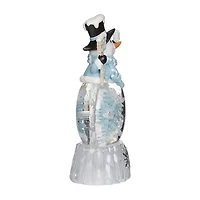 Roman 9"H Lighted Snowman With Rotating Snowflake Christmas Tabletop Decor