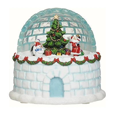 Roman 7"H Lighted Musical Igloo Rotating Characters Christmas Tabletop Decor