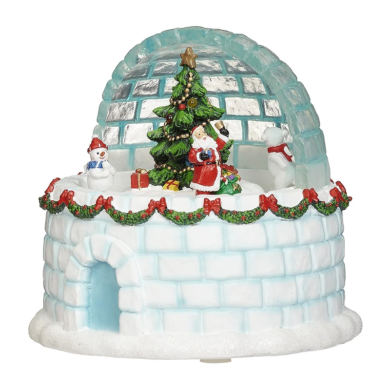 Roman 7"H Lighted Musical Igloo Rotating Characters Christmas Tabletop Decor