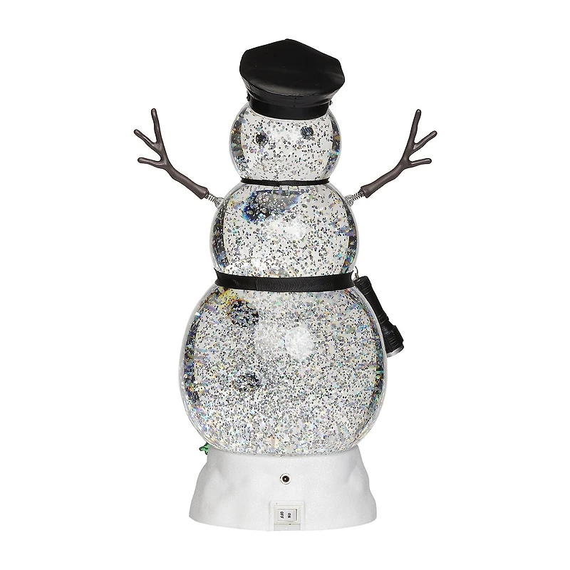 Roman 11"H Lighted Swirl Snowman Police Christmas Tabletop Decor
