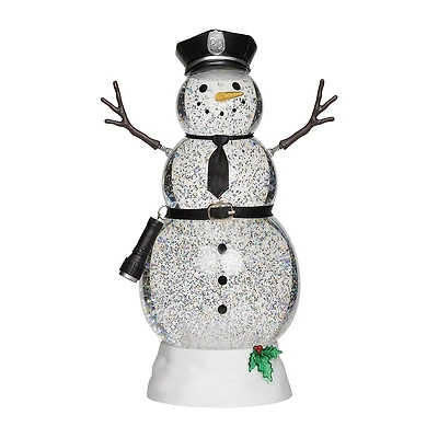 Roman 11"H Lighted Swirl Snowman Police Christmas Tabletop Decor
