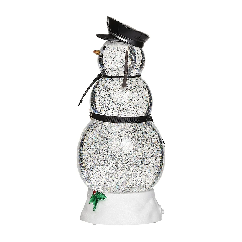 Roman 11"H Lighted Swirl Snowman Police Christmas Tabletop Decor