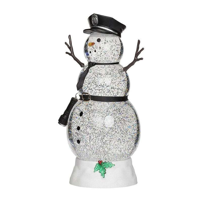 Roman 11"H Lighted Swirl Snowman Police Christmas Tabletop Decor