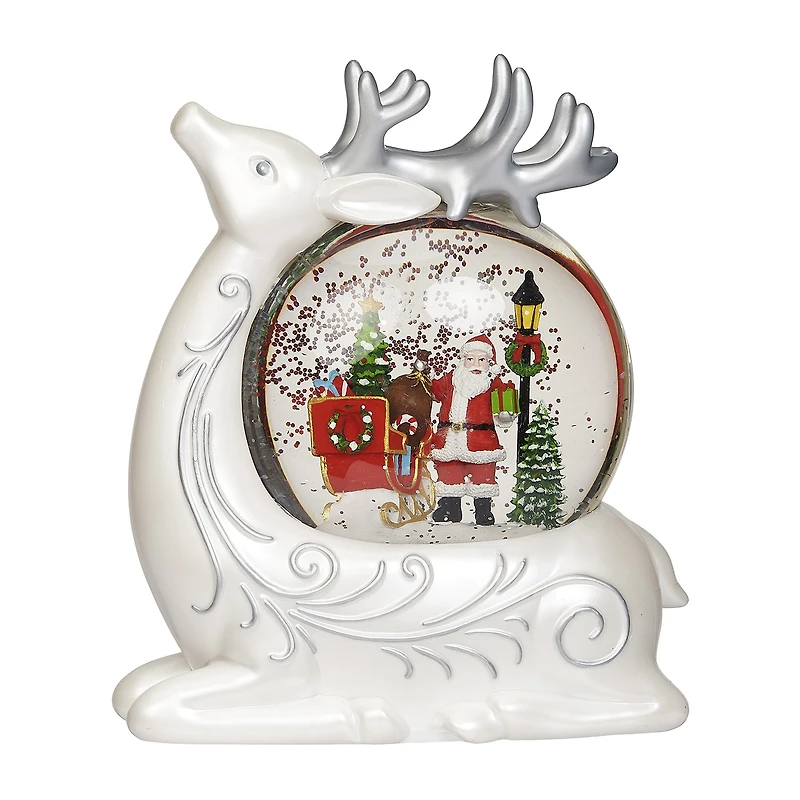 Roman 8"H Lighted Swirl Deer With Santa Christmas Tabletop Decor