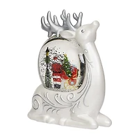 Roman 8"H Lighted Swirl Deer With Santa Christmas Tabletop Decor