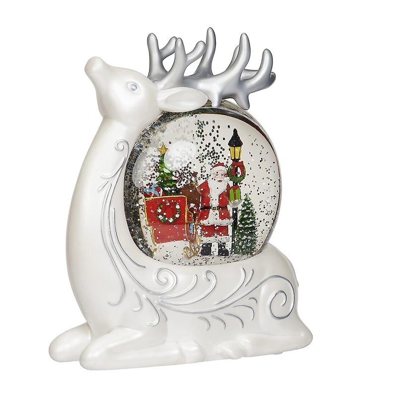 Roman 8"H Lighted Swirl Deer With Santa Christmas Tabletop Decor
