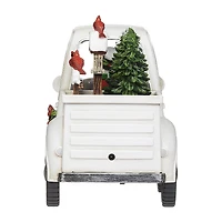Roman 5"H Lighted Swirl White Truck With Snowman Christmas Tabletop Decor