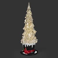 Roman 13"H Lighted Swirl Top Hat With Cardinal Christmas Tabletop Decor