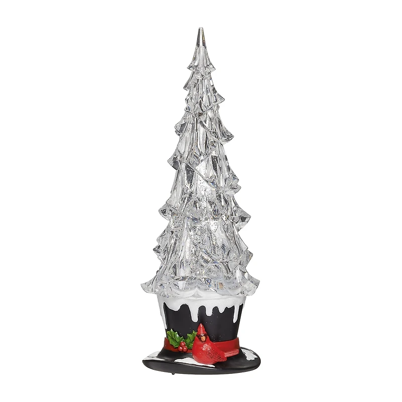 Roman 13"H Lighted Swirl Top Hat With Cardinal Christmas Tabletop Decor