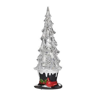 Roman 13"H Lighted Swirl Top Hat With Cardinal Christmas Tabletop Decor