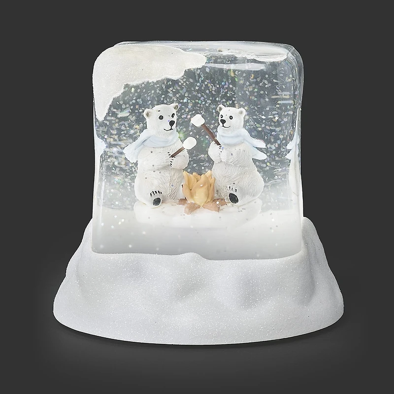 Roman 5"H Lighted Swirl Polar Bears Christmas Tabletop Decor