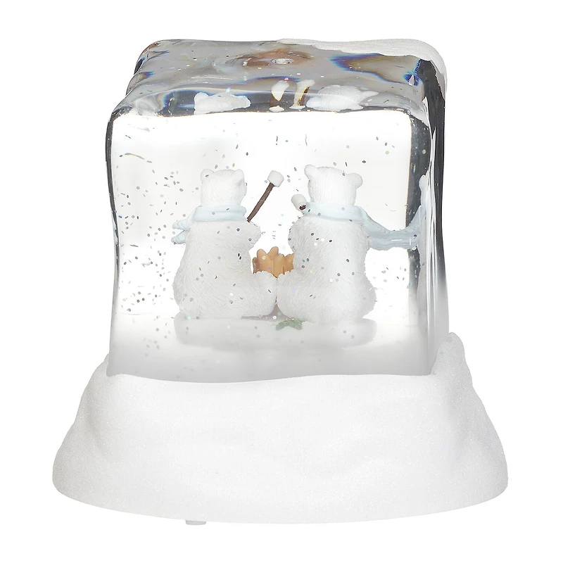 Roman 5"H Lighted Swirl Polar Bears Christmas Tabletop Decor