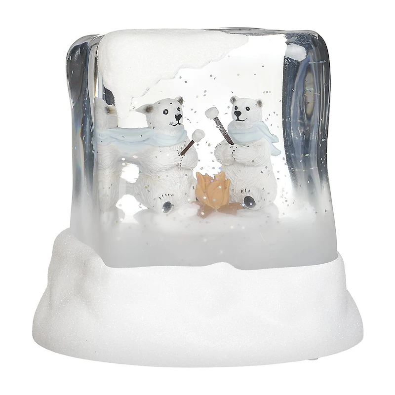 Roman 5"H Lighted Swirl Polar Bears Christmas Tabletop Decor