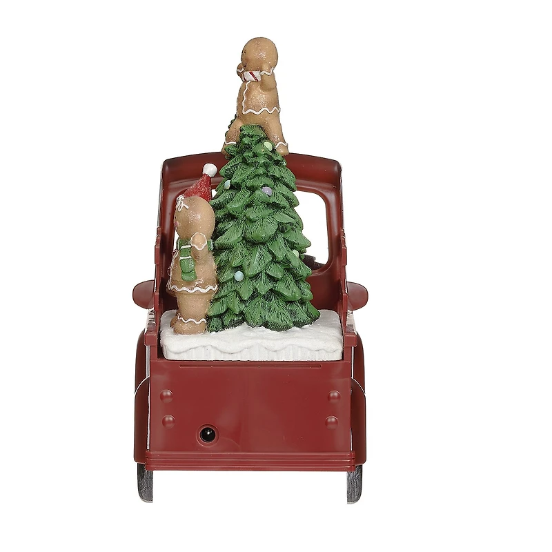Roman 8"H Lighted Swirl Gingerbread Truck Christmas Tabletop Decor