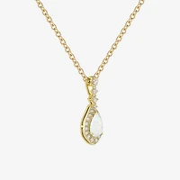 (I-J/I2-I3) Womens 1/5 CT. Lab Created White Opal 10K Gold Pear 18 Inch Pendant Necklace