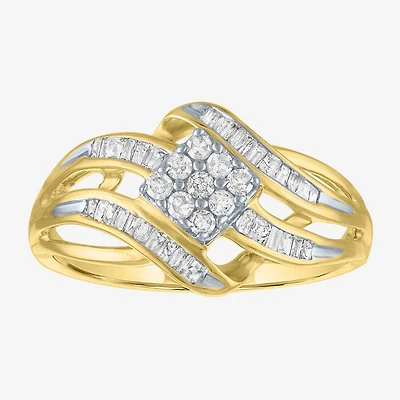 Womens 1/3 CT. T.W. Natural White Diamond 10K Gold Cocktail Ring
