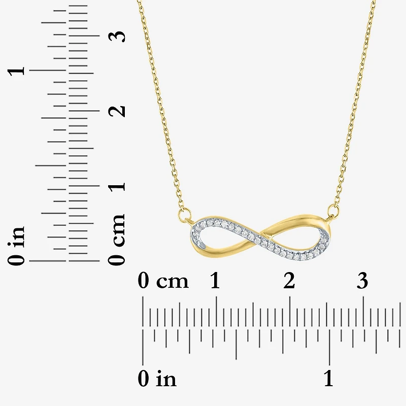 Womens Diamond Accent Natural White Diamond 10K Gold Infinity 18 Inch Pendant Necklace