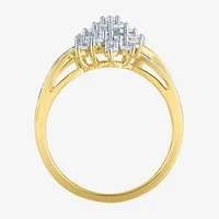 (G-H / Si2-I1) Womens 1 CT. T.W. Lab Grown White Diamond 10K Gold Cluster Side Stone Cocktail Ring
