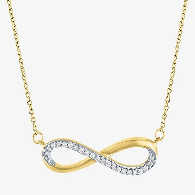 G-H / Si2-I1 Womens Diamond Accent Lab Grown White Diamond 10K Gold Infinity 16 Inch Pendant Necklace