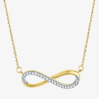G-H / Si2-I1 Womens Diamond Accent Lab Grown White Diamond 10K Gold Infinity 16 Inch Pendant Necklace