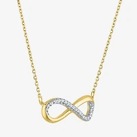 G-H / Si2-I1 Womens Diamond Accent Lab Grown White Diamond 10K Gold Infinity 16 Inch Pendant Necklace