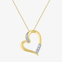 G-H / Si2-I1 Womens Diamond Accent Lab Grown White Diamond 10K Gold Heart 18 Inch Pendant Necklace