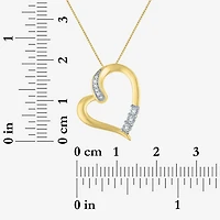 G-H / Si2-I1 Womens Diamond Accent Lab Grown White Diamond 10K Gold Heart 18 Inch Pendant Necklace
