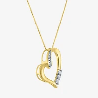 G-H / Si2-I1 Womens Diamond Accent Lab Grown White Diamond 10K Gold Heart 18 Inch Pendant Necklace