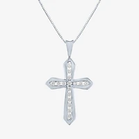 (G-H / Si2-I1) Womens 1/3 CT. T.W. Lab Grown White Diamond 10K Gold Cross 18 Inch Pendant Necklace