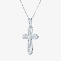 (G-H / Si2-I1) Womens 1/3 CT. T.W. Lab Grown White Diamond 10K Gold Cross 18 Inch Pendant Necklace
