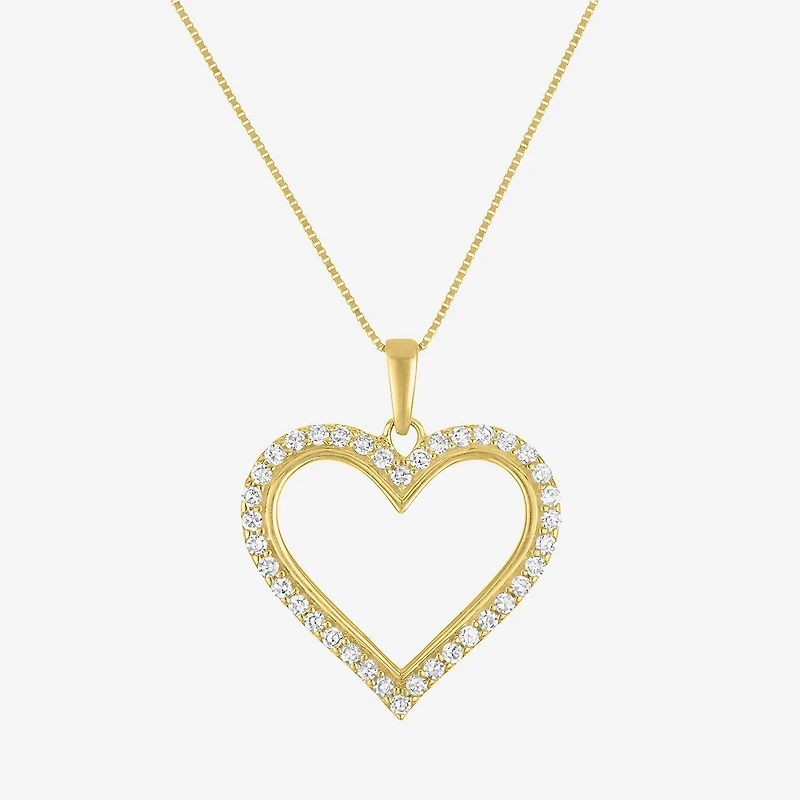 (H-I / I1) Womens 1/3 CT. T.W. Lab Grown Diamond 10K Gold Heart 18 Inch Pendant Necklace