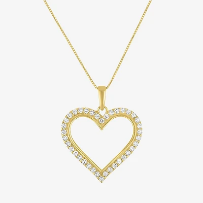 (H-I / I1) Womens 1/3 CT. T.W. Lab Grown Diamond 10K Gold Heart 18 Inch Pendant Necklace