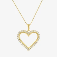 (H-I / I1) Womens 1/3 CT. T.W. Lab Grown Diamond 10K Gold Heart 18 Inch Pendant Necklace