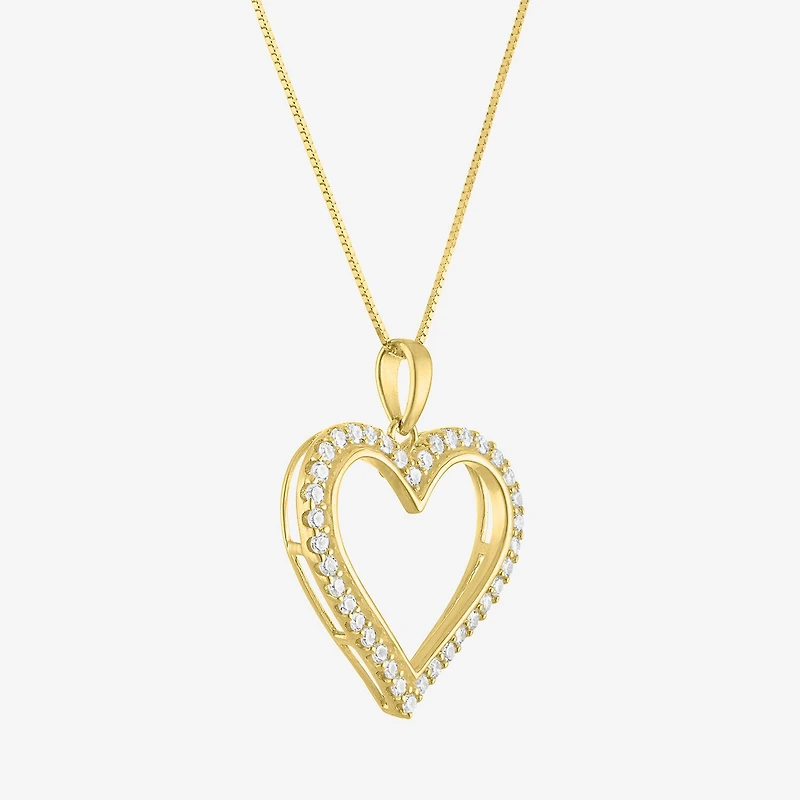 (H-I / I1) Womens 1/3 CT. T.W. Lab Grown Diamond 10K Gold Heart 18 Inch Pendant Necklace