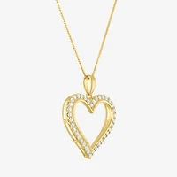 (H-I / I1) Womens 1/3 CT. T.W. Lab Grown Diamond 10K Gold Heart 18 Inch Pendant Necklace