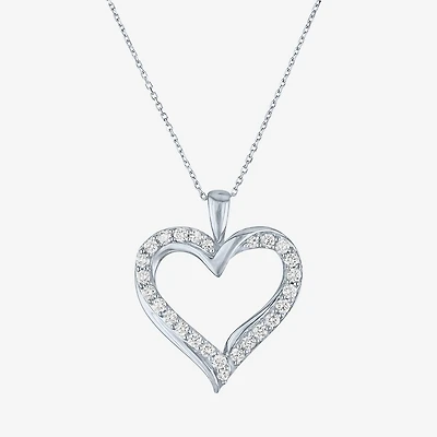 (G-H / Si2-I1) Womens 1/3 CT. T.W. Lab Grown White Diamond 10K Gold Heart 18 Inch Pendant Necklace